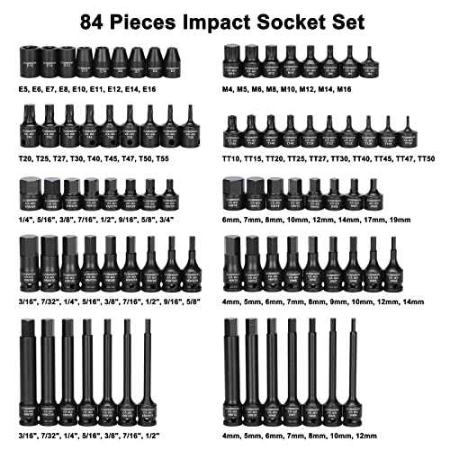 CASOMAN 3/8인치 드라이브 헥스·톡스 비트 임팩트 소켓 세트 84피스 CR-MO 2번 사진