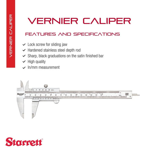 Starrett 버니어 캘리퍼스 경화 스테인리스 스틸 깊이 막대 잠금 나사 블랙 눈금 2번 사진