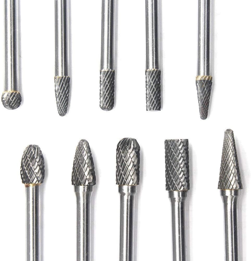 JESTUOUS 카바이드 버 1/4인치 샹크 더블컷 10pcs 8번 사진