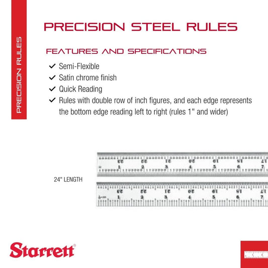 Starrett 세미플렉시블 스틸 자 C303SR-24 24인치 1/50인치 두께 2번 사진