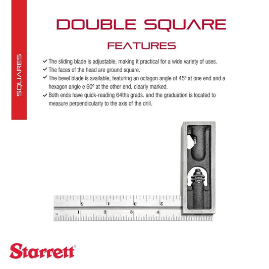 Starrett 스틸 더블 스퀘어 직각자 6" 블레이드 4R 눈금 2번 사진