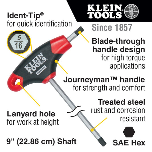 KLEIN TOOLS T핸들 육각 렌치 세트 JTH910E 9인치 SAE 2번 사진