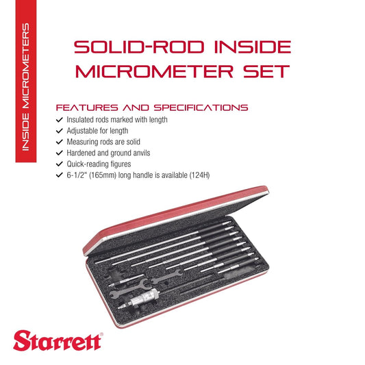Starrett 솔리드 로드 인사이드 마이크로미터 세트 50-300mm 10-Pack 124MBZ 2번 사진