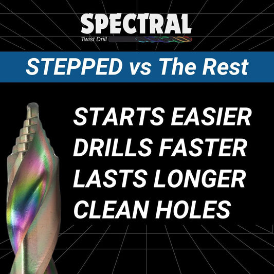 SPECTRAL Twist Drill 스텝 포인트 HSS M2 드릴 비트 세트 스텝포인트 자가중심 3면 평면 샹크 2번 사진