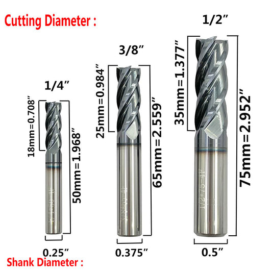 Home of quality tools 초경 직각 엔드밀 4날 HRC45 AlTiN 코팅 5종 세트 2번 사진