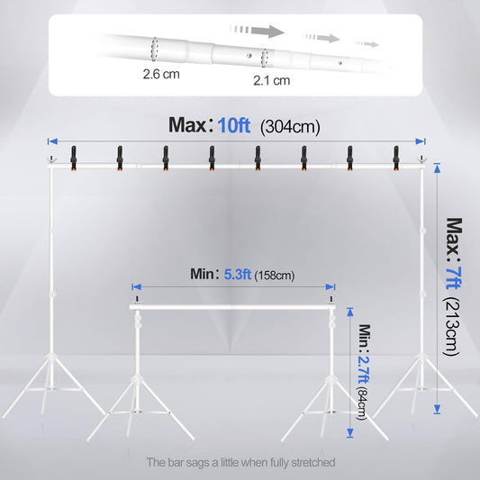 EMART BS2030-W 스튜디오 배경 삼각대 10x7ft 알루미늄 조절형 2 크로스바 8 클램프 2 샌드백 포함 2번 사진