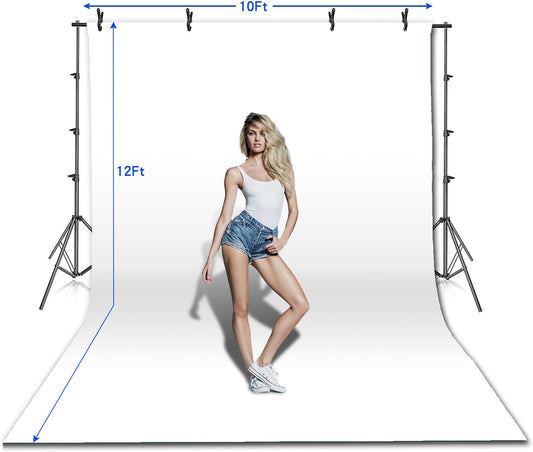 HYJ-INC 스튜디오 배경 12 x 10ft 100% Muslin White Backdrop with 10 x 8.5ft Stand Kit HYJ-1018 2번 사진