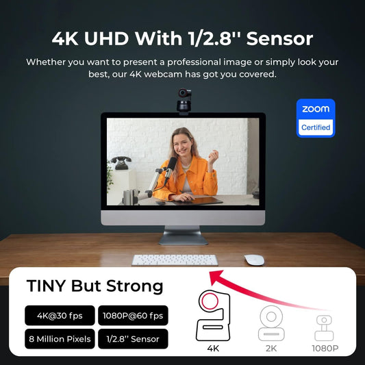 OBSBOT Tiny 4K PTZ AI 트래킹 오토포커스 4K 웹캠 2번 사진