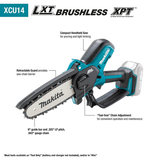 Makita XCU14Z 18V LXT 브러시리스 충전식 6" 전정 톱 2번 사진