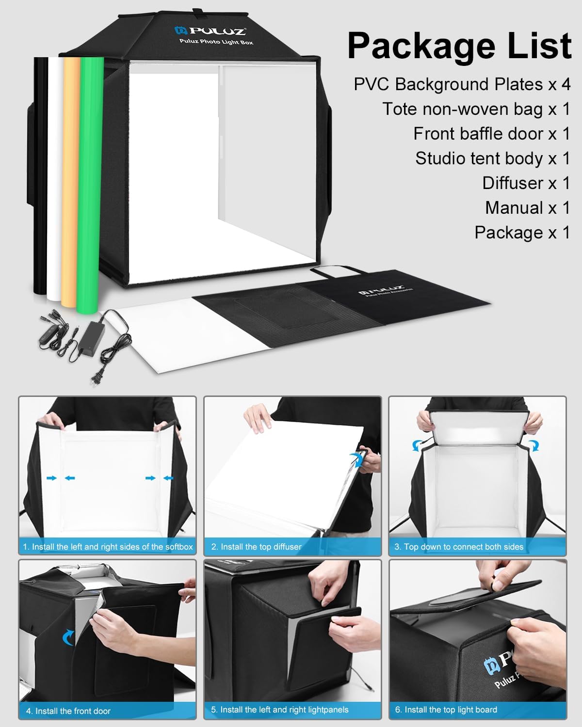 PULUZ 16인치 스튜디오 라이트 박스 480pcs LED x16 9번 사진
