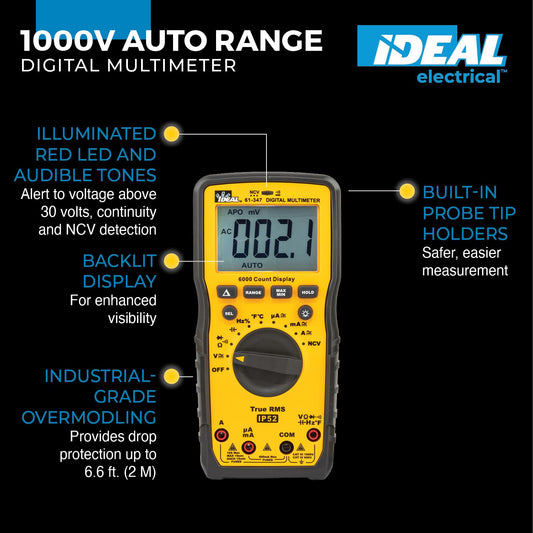 Ideal Industries 61-347 TRMS 멀티미터 AC DC 전압 전류 저항 온도 측정 2번 사진