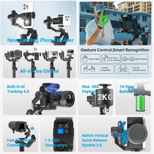 FeiyuTech SCORP Mini 3 Combo 3축 핸드헬드 짐벌 스마트폰 미러리스 카메라용 2번 사진