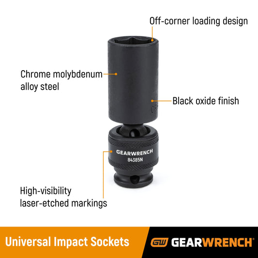 GEARWRENCH 3/8" Dr 6 Pt 딥 유니버설 임팩트 SAE 소켓 세트 84923N 2번 사진
