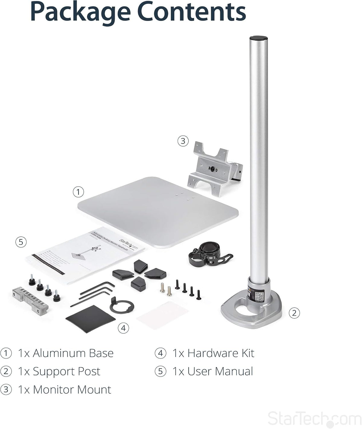 StarTech.com 싱글 모니터 스탠드 ARMPIVSTND 최대 34인치 14kg 실버 VESA 마운트 7번 사진