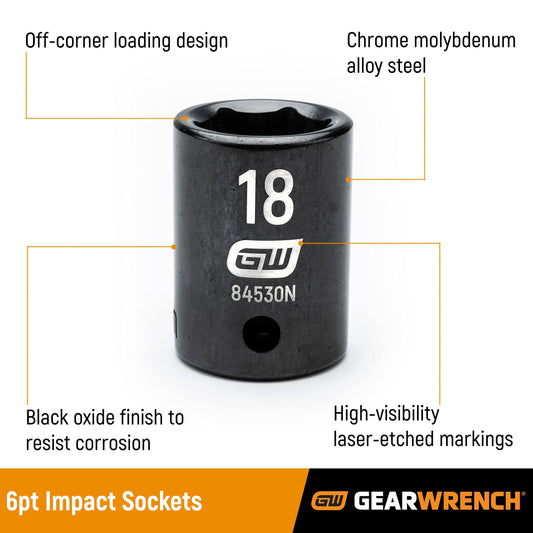 GEARWRENCH 1/4인치 드라이브 6각 SAE/mm 마스터 임팩트 소켓 세트 84903 2번 사진