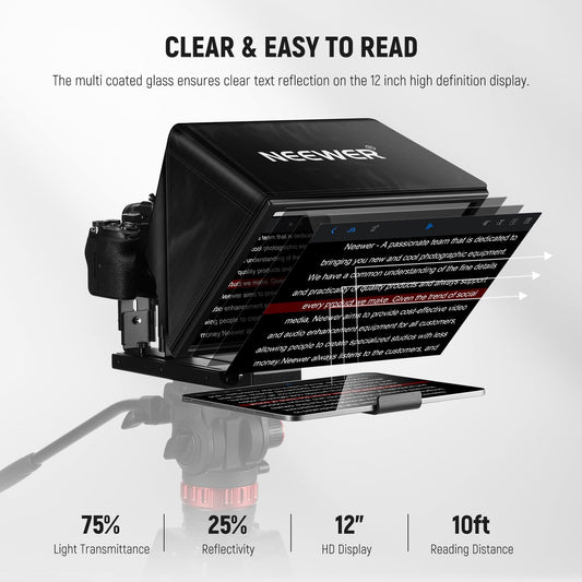 NEEWER 알루미늄 합금 리프트 텔레프롬프터 X12B 12인치 아이패드 DSLR 카메라용 2번 사진