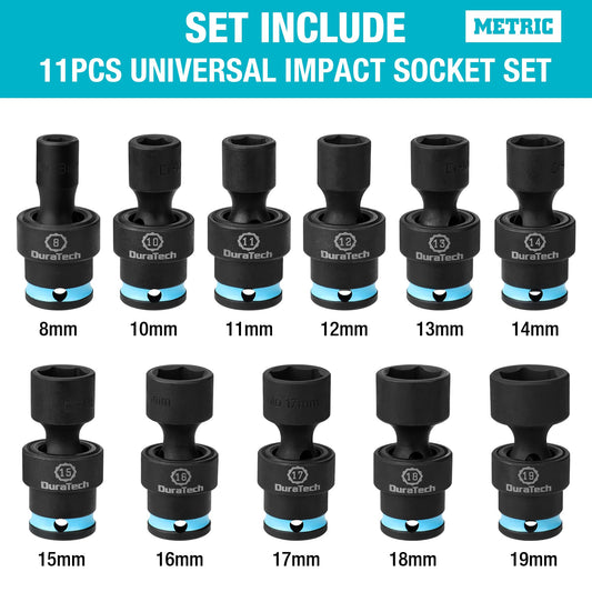 DURATECH 스위블 소켓 세트 3/8인치 16pcs 크롬몰리브덴강 6각 얕은형 2번 사진