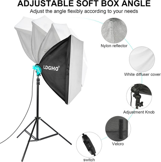 LDGHO 사진 조명 키트 8.5x10ft 배경 스탠드 5500K 800W 2번 사진