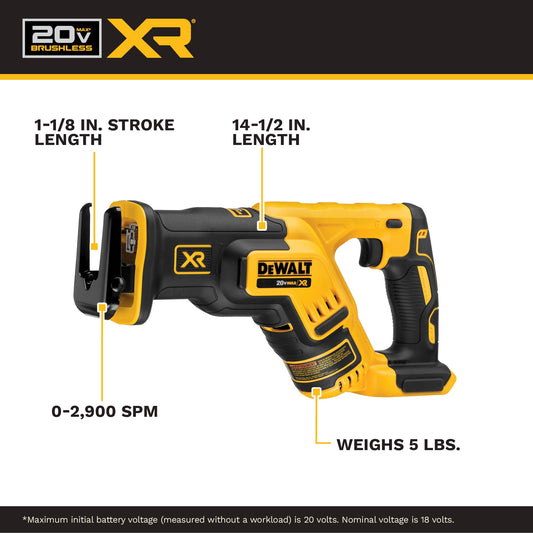 DEWALT 20V MAX XR 충전 왕복톱 컷소 DCS367B 본체만 1-1/8인치 스트로크 무선 2번 사진