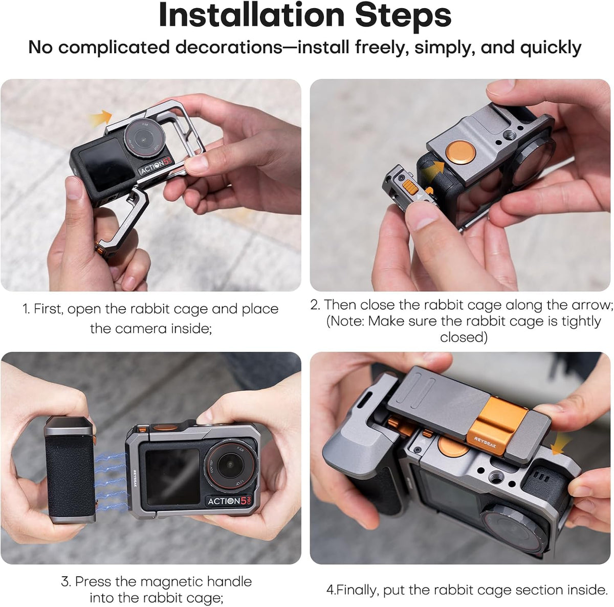 REYGEAK OSMO Action 5 Pro/4/3 알루미늄 스트리트 그립 키트 8번 사진