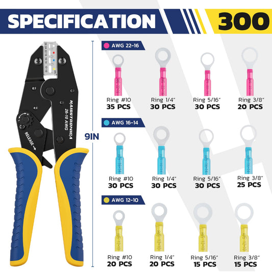 haisstronica 열수축 버트 커넥터 세트 340개 다중 사이즈 압착기 포함 2번 사진