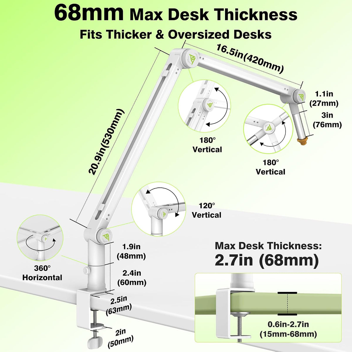 AA AUDIO ACCESSORY 기어록 950mm 마이크 붐 암 6.6lbs 8번 사진