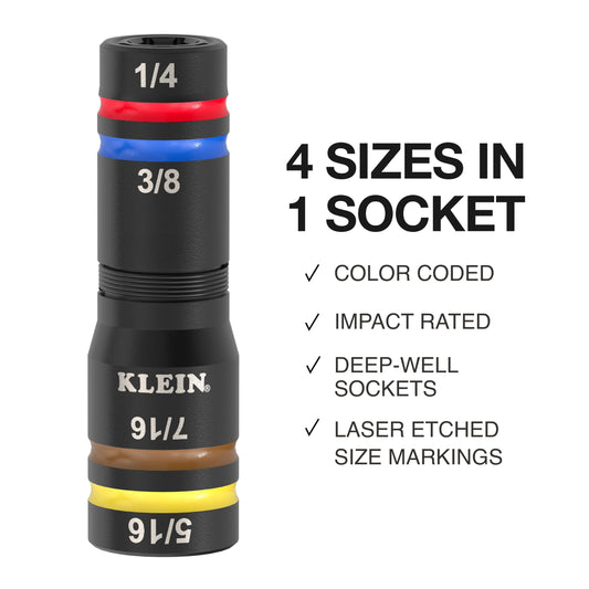 KLEIN TOOLS 656QS KNECT 쿼드 소켓 세트 1/4 및 3/8인치 드라이브 2번 사진