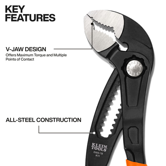 KLEIN TOOLS 퀵 어드저스트 Klaw 펌프 플라이어 V-Jaw 2번 사진