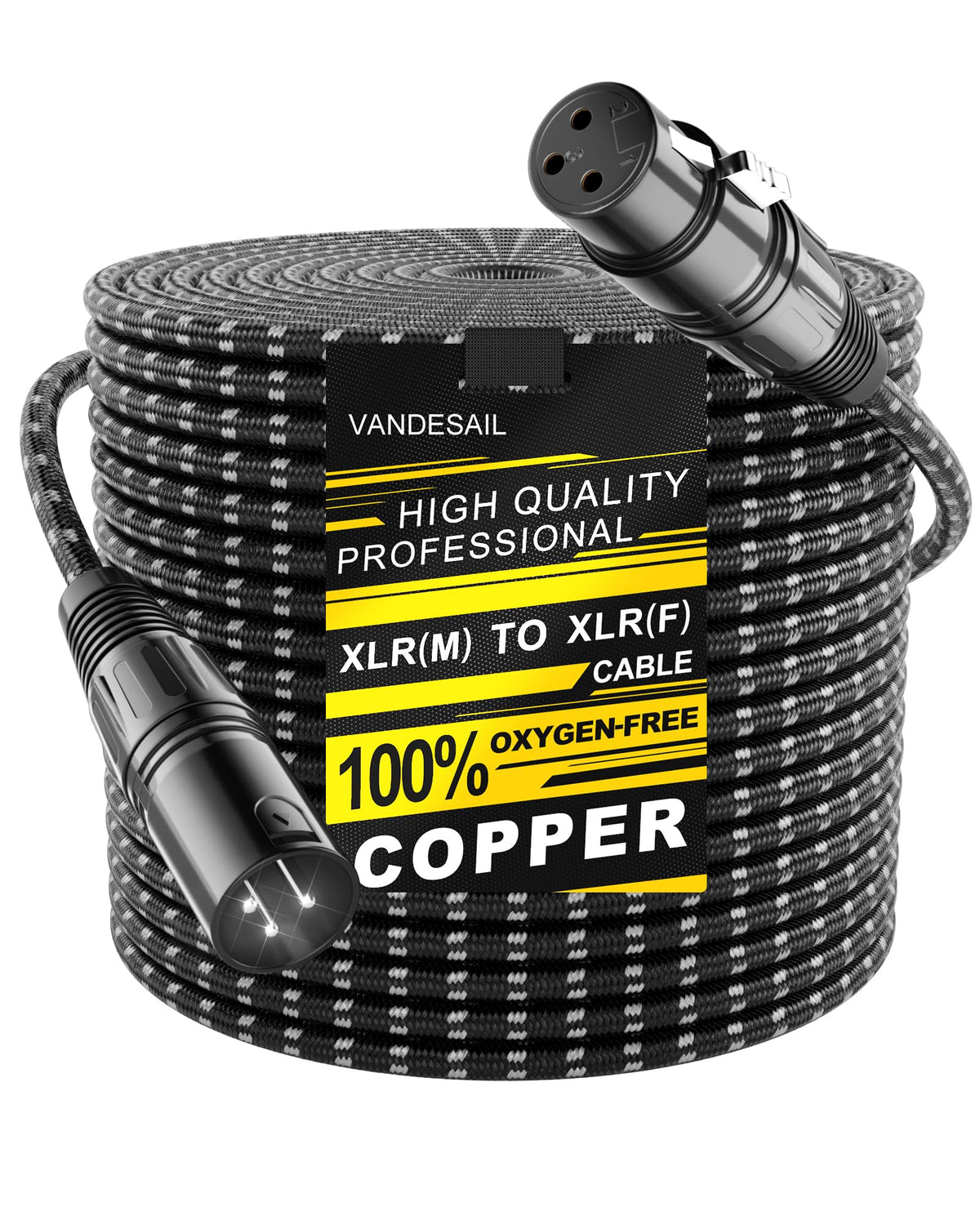 VANDESAIL XLR 마이크 케이블 25 FT 24AWG 산소무함유 구리 이중 차폐 나일론 브레이드 19번 사진