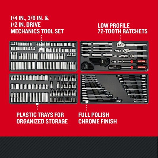 CRAFTSMAN 정비용 공구 세트 72T 라쳇 저프로파일 1/4 3/8 DR 소켓 렌치 풀세트 2번 사진