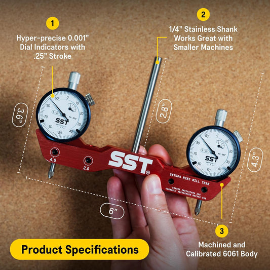 Stupid Simple Tools 미니 밀링 선반 트래밍 시스템 SST 직각 정렬 다이얼 게이지 2번 사진