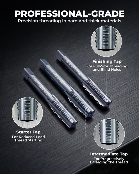 toolant 래칫식 탭 앤 다이 세트 127pcs 나사 가공용 드릴비트 포함 SAE 미터법 더블 레이어 공구함 2번 사진