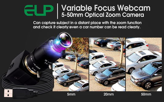 ELP 5-50mm 가변 초점 렌즈 1080P USB 카메라 IMX323 H.264 2번 사진