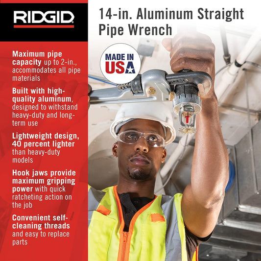 RIDGID 31095 Model 814 알루미늄 직선 배관 파이프 렌치 14인치 2인치 파이프용 2번 사진