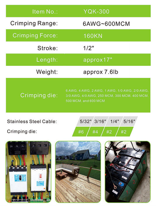 AMZCNC 유압 케이블 러그 크림퍼 8 US TON 12 AWG~2/0 9다이 전선 압착기 2번 사진