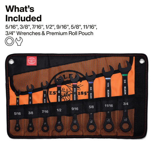 KLEIN TOOLS 라체팅 콤비네이션 렌치 세트 SAE 8피스 69408G 2번 사진