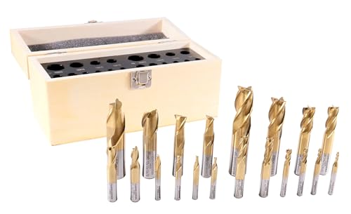 Accusize Industrial Tools H.S.S. 엔드밀 세트 TiN 코팅 멀티플루트 인치 메트릭 8번 사진