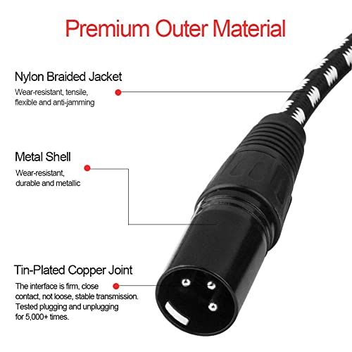 VANDESAIL XLR 마이크 케이블 25 FT 24AWG 산소무함유 구리 이중 차폐 나일론 브레이드 8번 사진