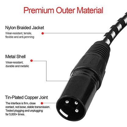 VANDESAIL XLR 마이크 케이블 25 FT 24AWG 산소무함유 구리 이중 차폐 나일론 브레이드 8번 사진