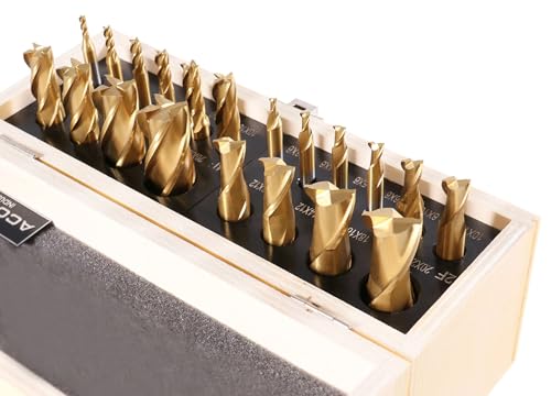 Accusize Industrial Tools H.S.S. 엔드밀 세트 TiN 코팅 멀티플루트 인치 메트릭 10번 사진