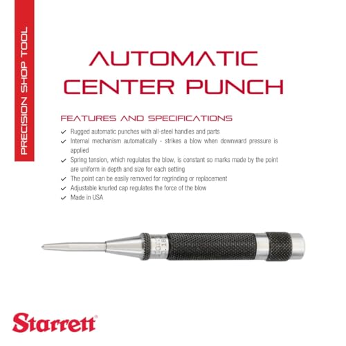 Starrett 자동 센터 펀치 100mm·125mm 조절식 스트로크 금속 마킹 공구 2번 사진
