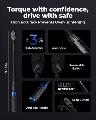 toolant 1/2 Inch 클릭 토크 렌치 13종 세트 25-250 FT.LB 3번 사진