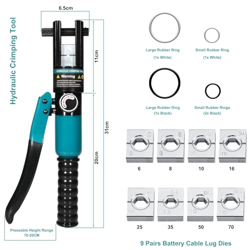 Brileine 유압 압착 공구 12 AWG-2/0 AWG 육각 다이 9개 배터리 케이블 압착기 2번 사진