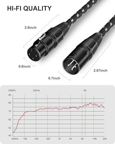 VANDESAIL XLR 마이크 케이블 25 FT 24AWG 산소무함유 구리 이중 차폐 나일론 브레이드 6번 사진