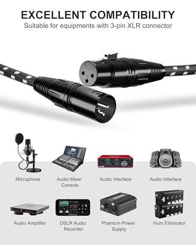 VANDESAIL XLR 마이크 케이블 25 FT 24AWG 산소무함유 구리 이중 차폐 나일론 브레이드 4번 사진