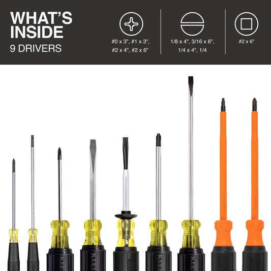 Klein Tools 스크루드라이버 세트 9피스·20피스 십자·일자·토크스 색상 구분 손잡이 자석 포함 2번 사진