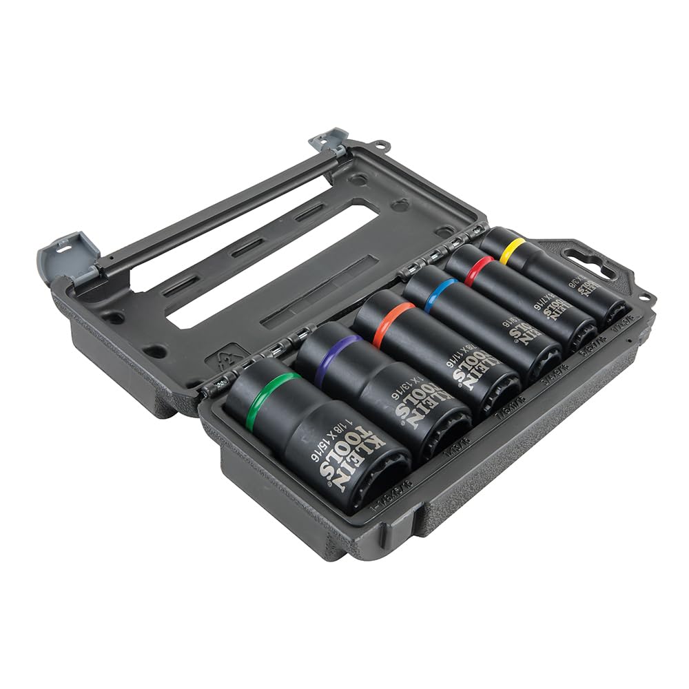 KLEIN TOOLS 2-in-1 SAE 임팩트 소켓 세트 6피스 12각 딥 소켓 15번 사진