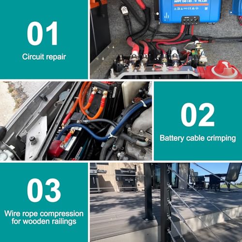 Brileine 유압 압착 공구 12 AWG-2/0 AWG 육각 다이 9개 배터리 케이블 압착기 6번 사진