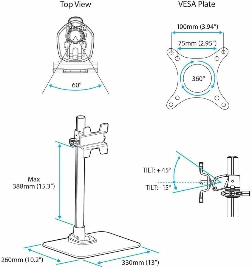 StarTech.com 싱글 모니터 스탠드 ARMPIVSTND 최대 34인치 14kg 실버 VESA 마운트 3번 사진
