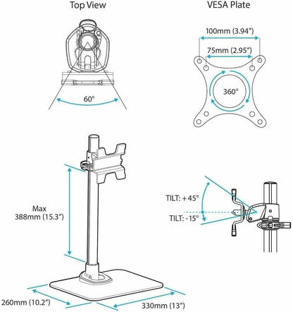 StarTech.com 싱글 모니터 스탠드 ARMPIVSTND 최대 34인치 14kg 실버 VESA 마운트 3번 사진